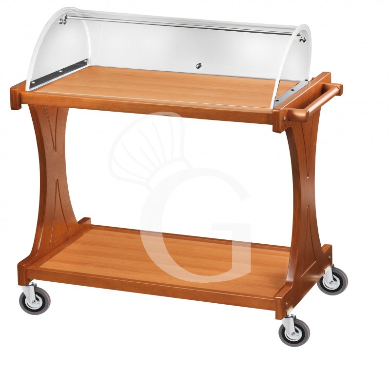 Carro expositivo para dulces, quesos y entradas, de madera con cúpula L 1060 mm x P 550 mm x A 1100 mm