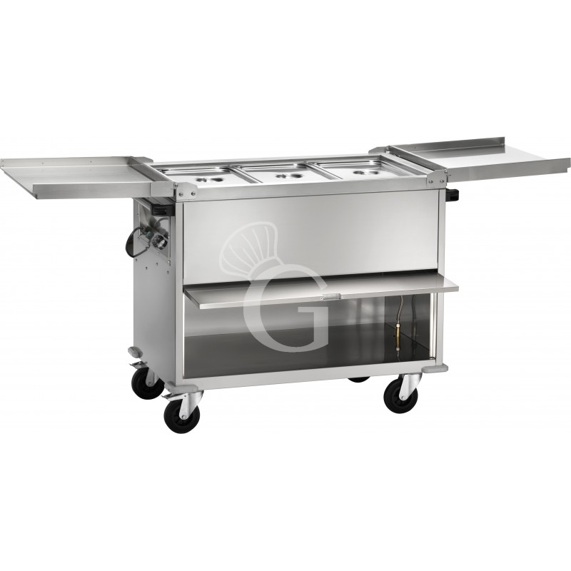 Carro térmico baño maría cerrado para 3 bandejas GN1/1 - L 1300 mm x P 680 mm x A 1020 mm