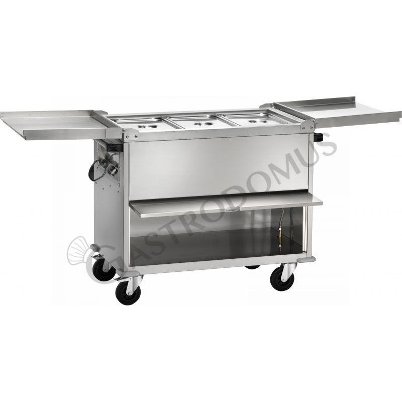 Carro térmico baño maría cerrado, temperatura diferenciada, para 3 cubetas GN1/1 - L 1300 mm x P 680 mm x A 1020 mm