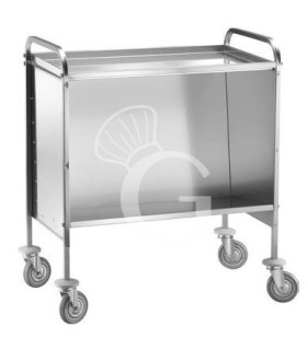 Carro porta platos y bandejas de acero inoxidable y parte superior de acero inoxidable - L 910 mm x P 570 mm x A 1010 mm
