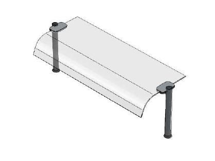 Superestructura de 1 nivel con cristal curvado L 1770 mm x P 415 mm x A 385 mm