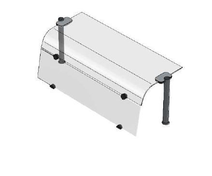 Superestructura de 1 nivel con cristal curvado y cristal frontal L 1120 mm x P 480 mm x A 385 mm