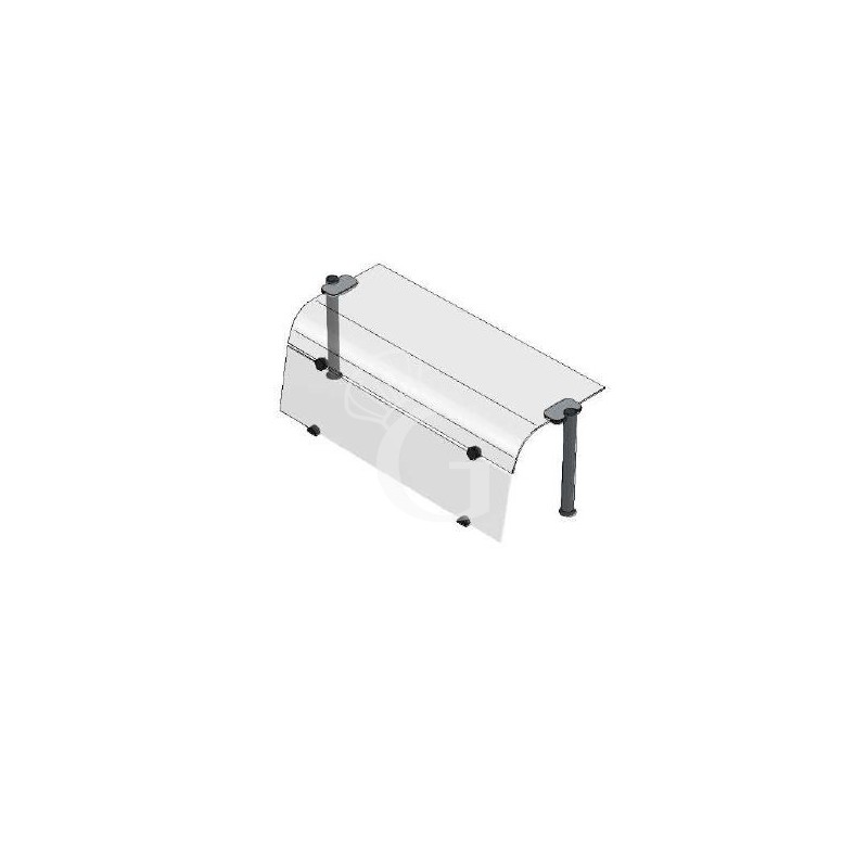 Superestructura de 1 nivel con cristal curvado y cristal frontal L 1770 mm x P 480 mm x A 385 mm