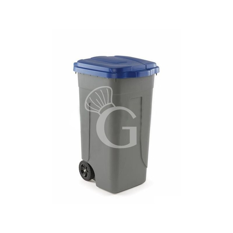 Contenedor de basura de polietileno azul y gris 80 LT