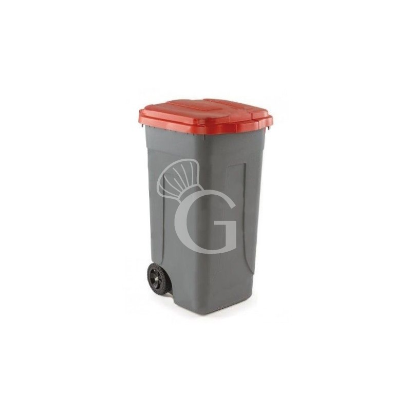 Contenedor de basura de polietileno rojo y gris 80 LT