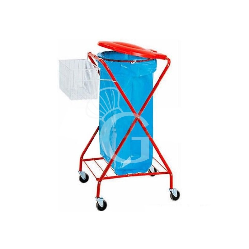 Carro para bolsa de basura "X" pintado con cesta L 580 mm x P 560 mm x A 1020 mm