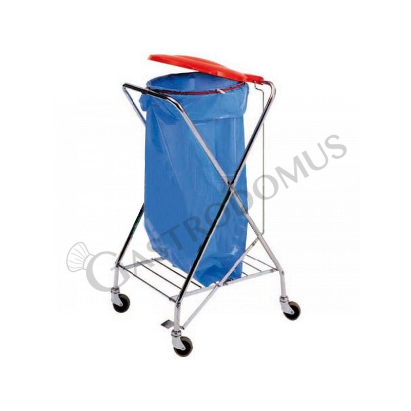 Carro para bolsa de basura "X" cromado con pedal L 580 mm x P 560 mm x A 1020 mm