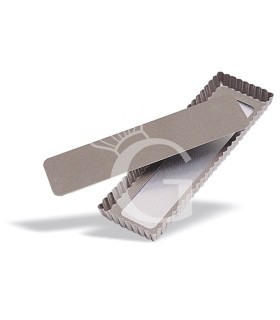 Molde de acero inoxidable antiadherente con fondo móvil L 350 mm x P 110 mm x A 25 mm