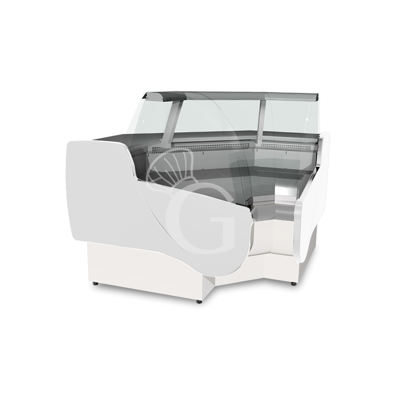 Vitrina de esquina refrigerada ventilada Nancy, esquina interna +1°/+10°C L 1340 mm full opcional