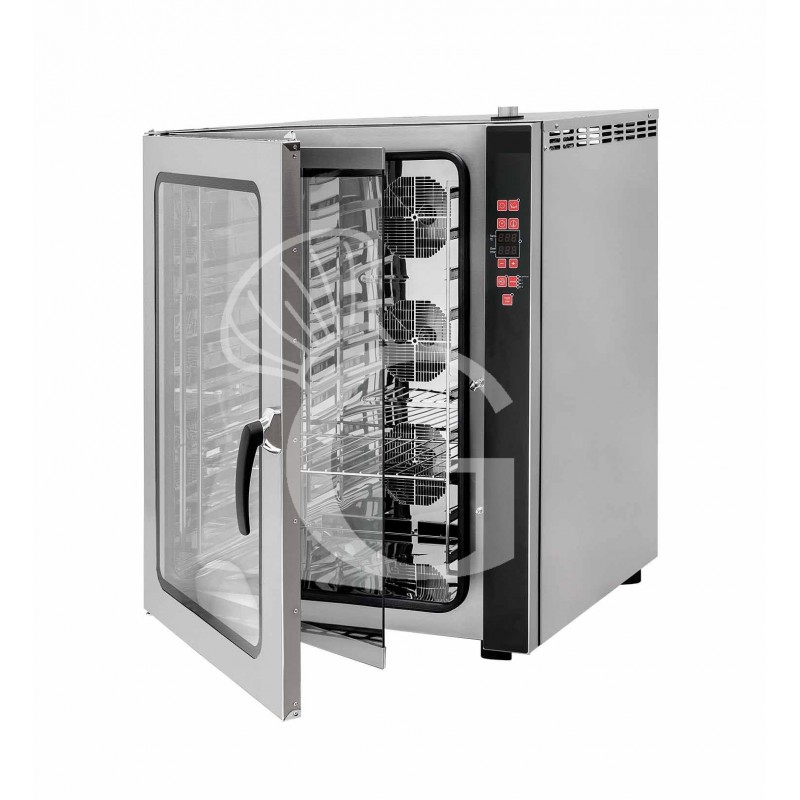Horno eléctrico de convección para pastelería con humidificador, trifásico, control electrónico, 10 bandejas 600X400 mm