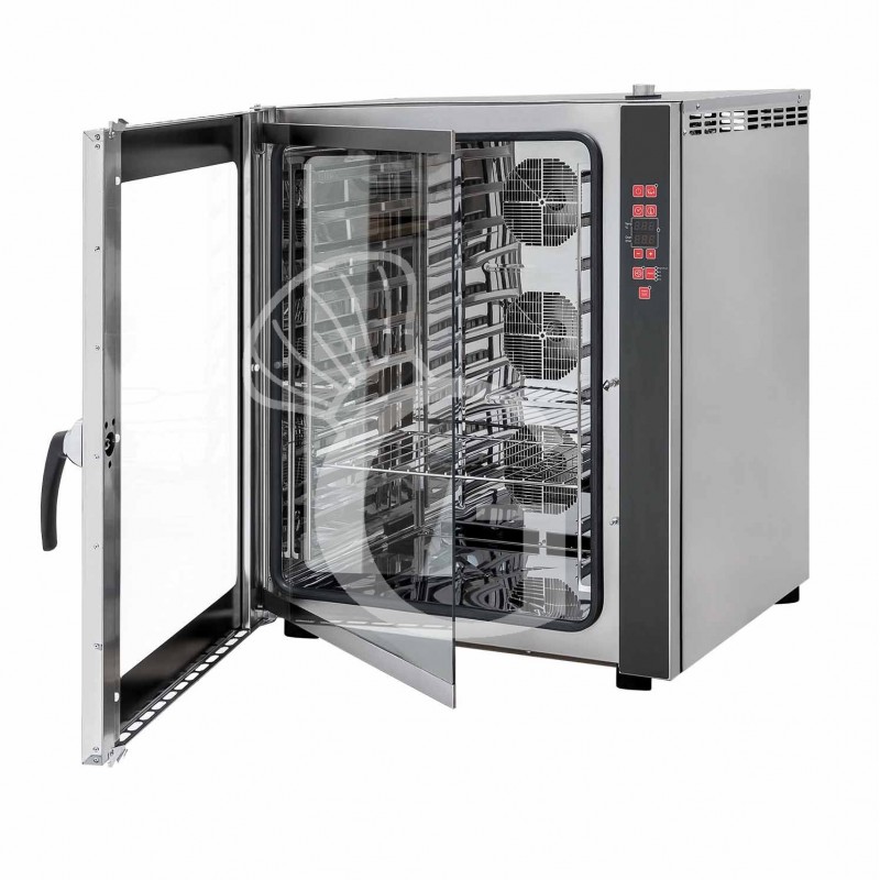Horno eléctrico de convección para pastelería con humidificador, trifásico, control electrónico, 10 bandejas 600X400 mm
