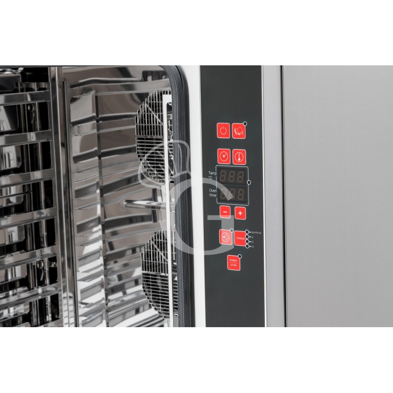 Horno eléctrico de convección para pastelería con humidificador, trifásico, control electrónico, 10 bandejas 600X400 mm