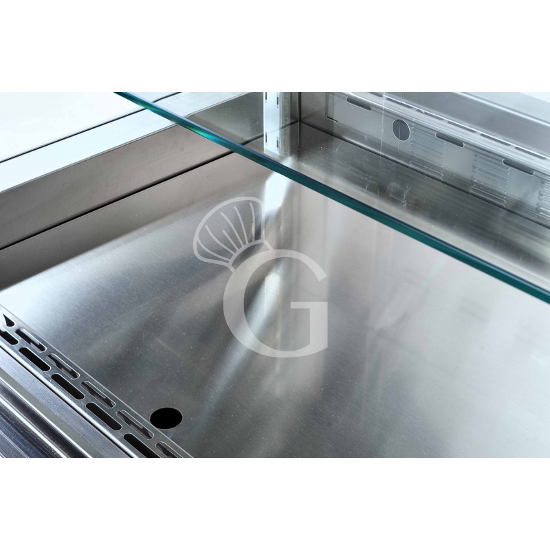 Vitrina refrigerada ventilada cúbica, 2 estantes, abierta lado cliente - L 1460 mm