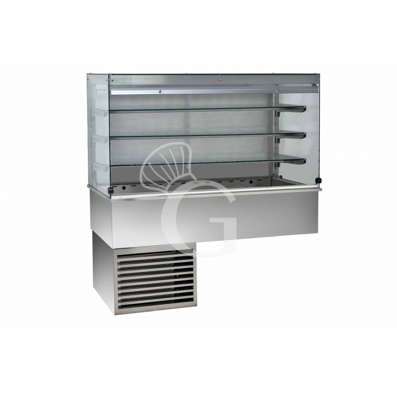 Vitrina refrigerada ventilada cúbica, 3 estantes, abierta lado cliente - L 1135 mm