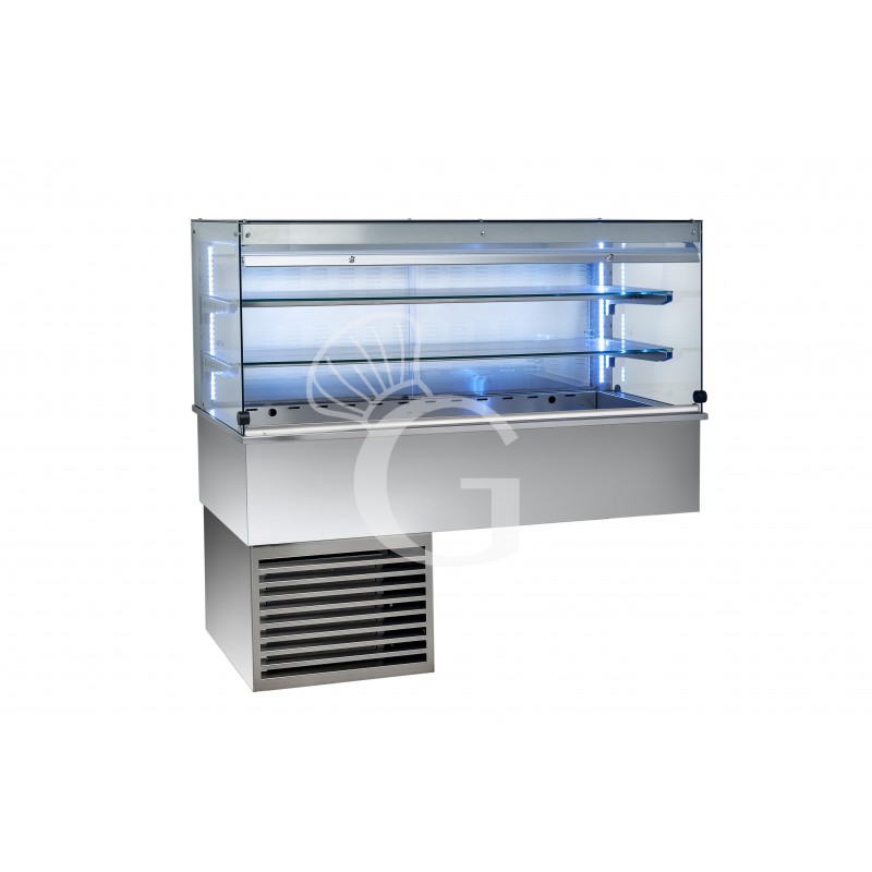 Vitrina refrigerada ventilada cúbica, 2 estantes, cerrada lado cliente - L 1460 mm