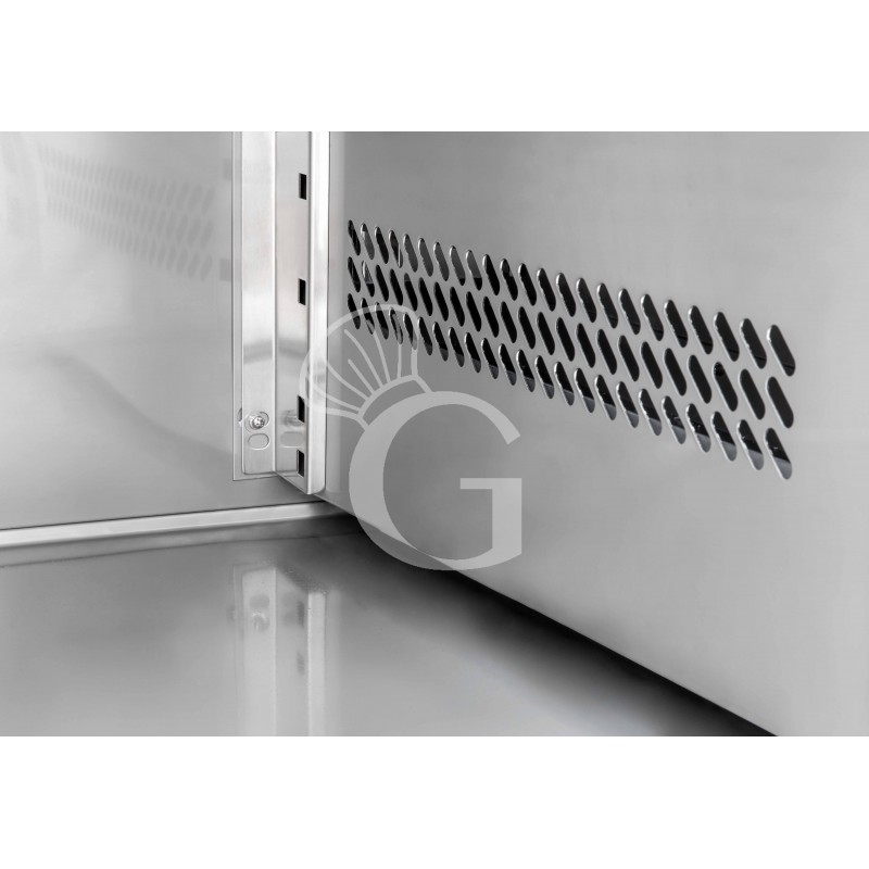 Mesa refrigerada para pastelería 3 puertas P 800 mm -2°C/+8°C encimera de granito, clase de eficiencia energética C