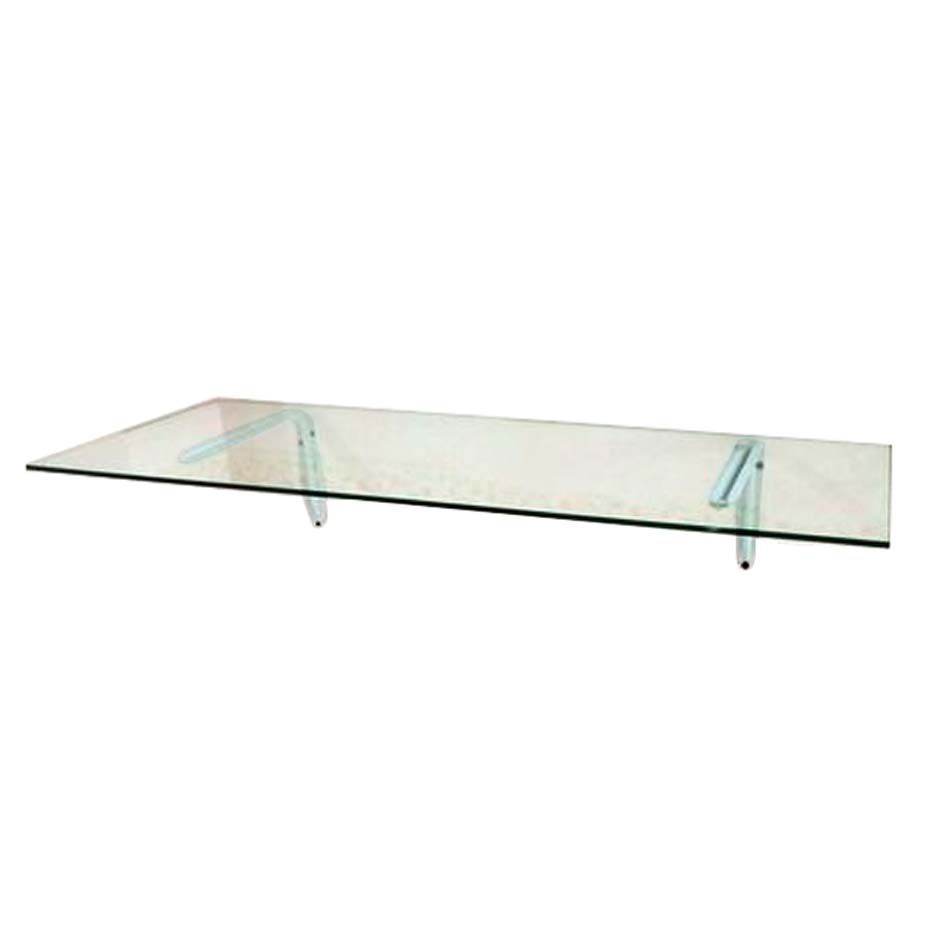 Encimera de barra de vidrio templado con soportes de aluminio fundido - L 1000 mm