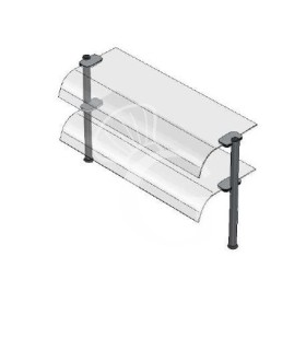 Superestructura de 2 niveles con cristales curvados L 1770 mm x P 415 mm x A 655 mm