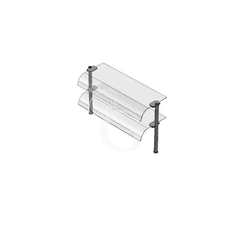 Superestructura de 2 niveles con cristales curvados L 1770 mm x P 415 mm x A 655 mm