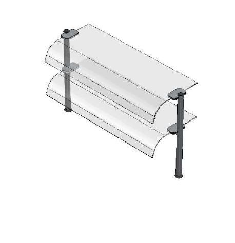 Superestructura de 2 niveles con cristales curvados L 1120 mm x P 415 mm x A 655 mm