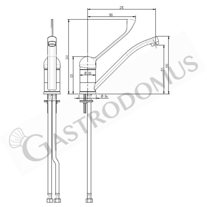Grifo mezclador para mesas refrigeradas con fregadero.