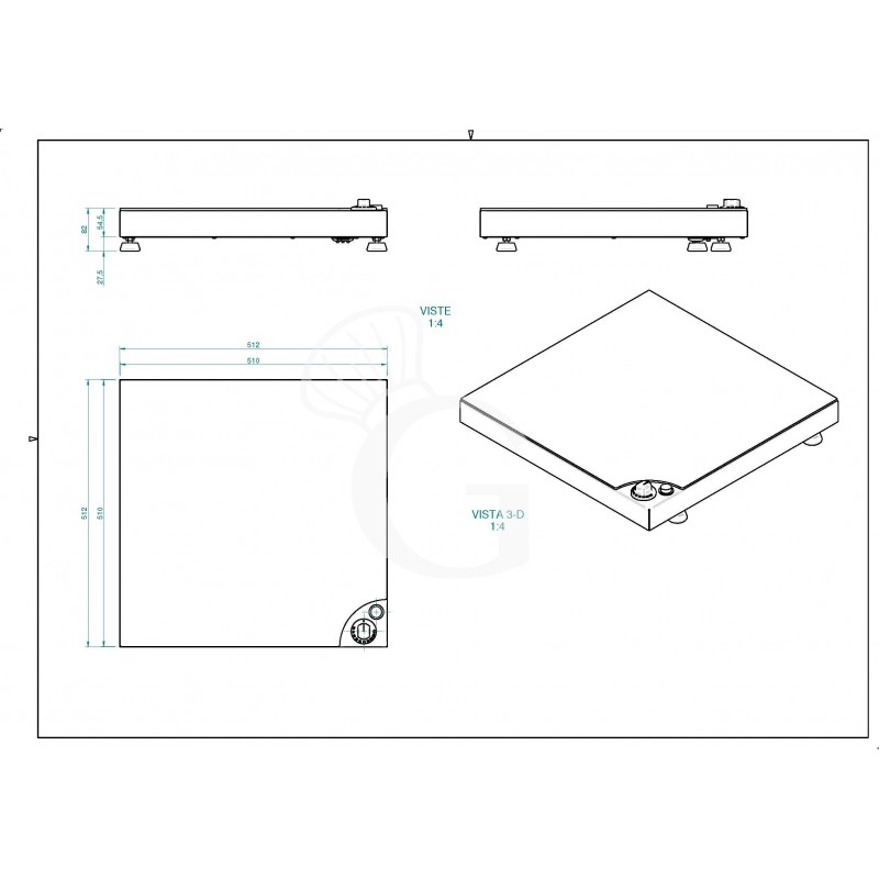 Placa vitrocerámica de mantenimiento L 510 mm x P 510 mm x A 60 mm