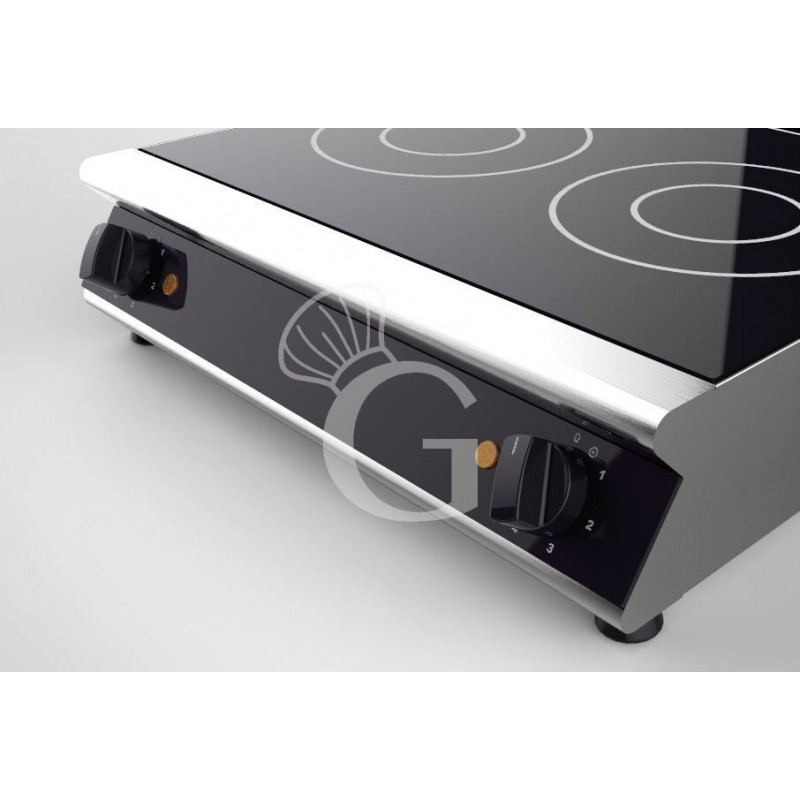 Cocina de sobremesa en vitrocerámica profesional 2 zonas de cocción L 570 mm x P 510 mm x A 120 mm