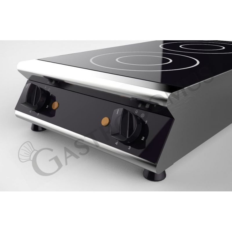 Cocina de sobremesa en vitrocerámica profesional 2 zonas de cocción L 360 mm x P 670 mm x A 120 mm