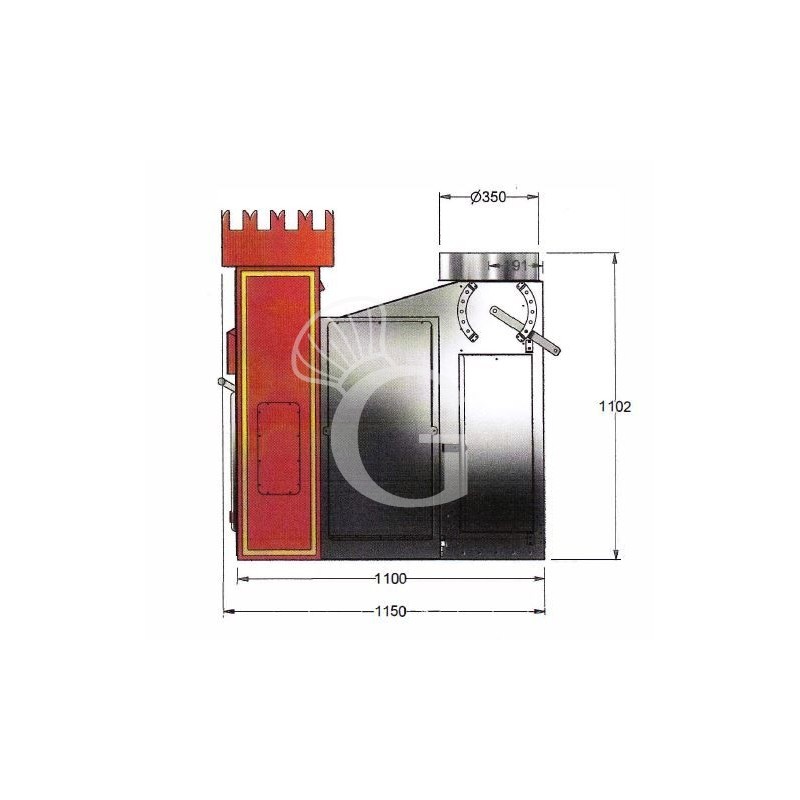 Asador planetario de leña L 1805 mm x P 1100 mm x A 2235 mm, capacidad hasta 84 pollos