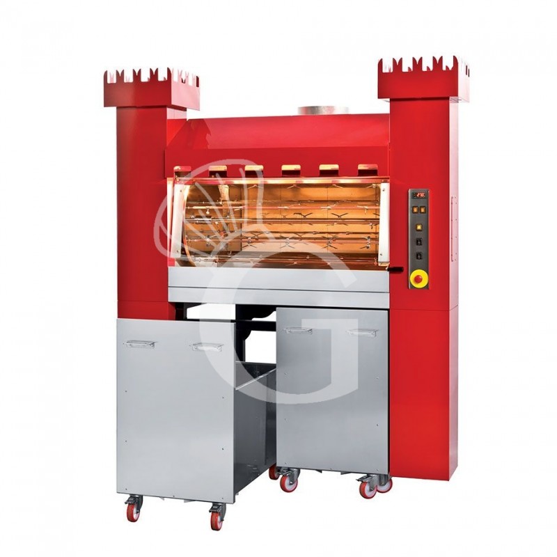Asador planetario de leña L 1805 mm x P 1100 mm x A 2235 mm, capacidad hasta 84 pollos