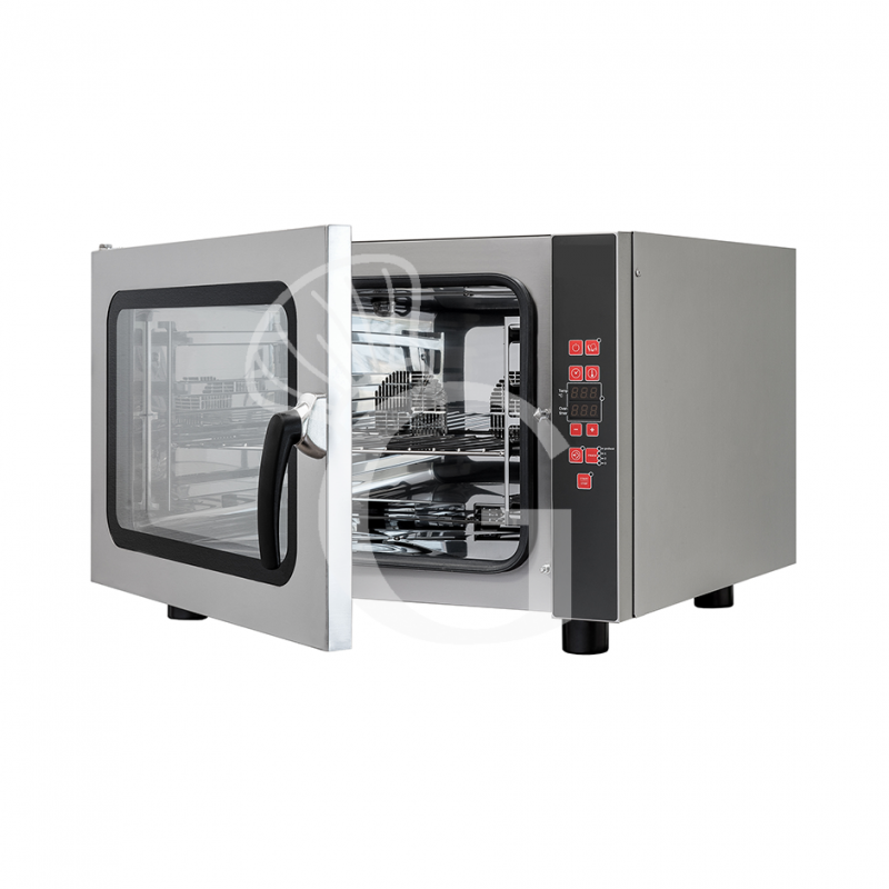 Horno eléctrico de convección para gastronomía, humidificador, control electrónico, trifásico, 4 bandejas GN 1/1 530x325mm