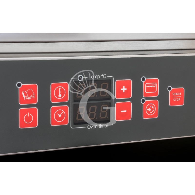 Horno eléctrico de convección para cruasanes, humidificador y grill, controles electrónicos, 4 bandejas GN 1/1 530x325 mm