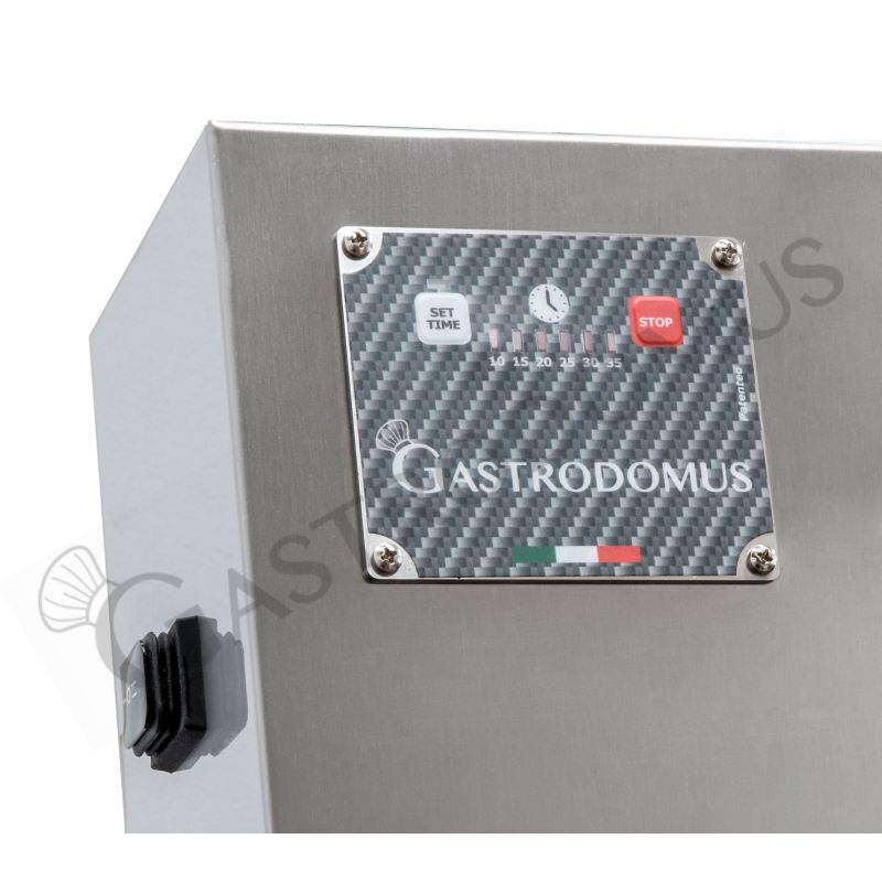 Formadora de masa de pizza de rodillos oblicuos de HDPE de 140/290 mm de diámetro, arranque automático.