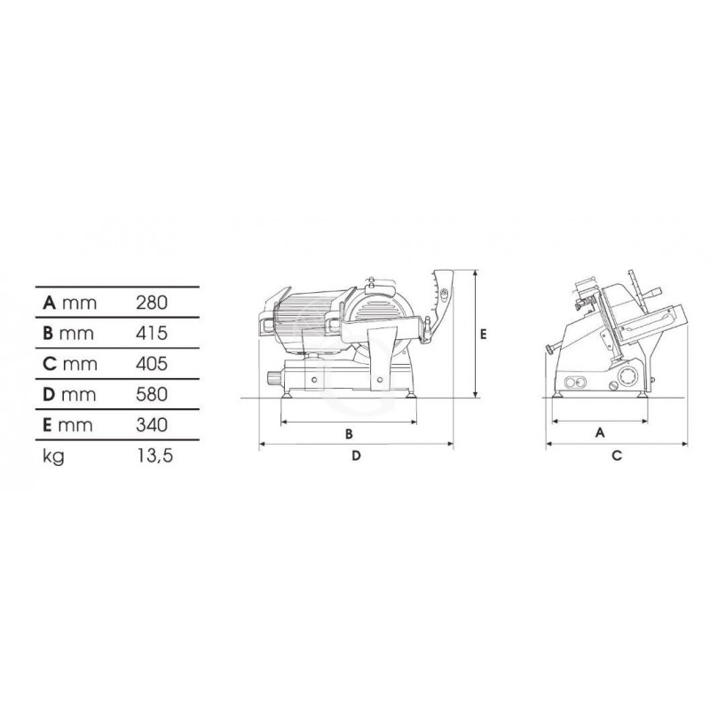 Cortadora de fiambre por gravedad semiprofesional de aluminio, diámetro cuchilla 220 mm y afilador fijo - Monofásica