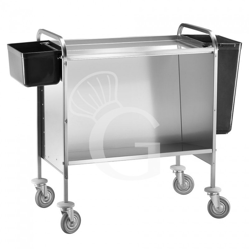 Carro porta platos y bandejas de acero inoxidable con superficie de chapa - L 910 mm x P 570 mm x A 1010 mm