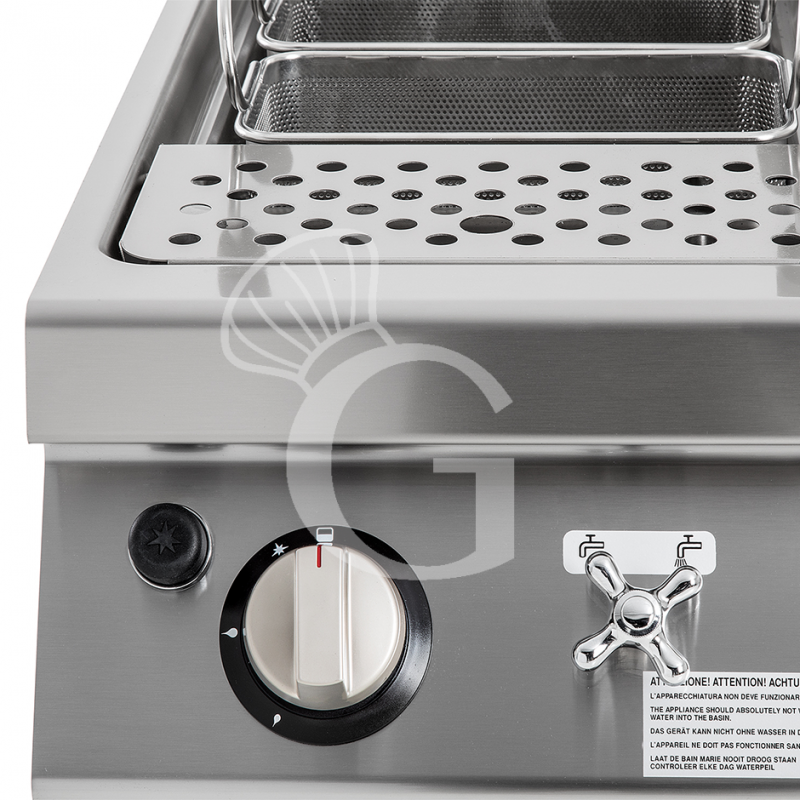 Cocedor de pasta profesional de gas 1 cuba 40 LT L 400 mm x P 900 mm x A 870 mm