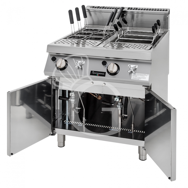 Cocedor de pasta profesional de gas 2 cubas 40 LT+40 LT L 800 mm x P 900 mm x A 870 mm