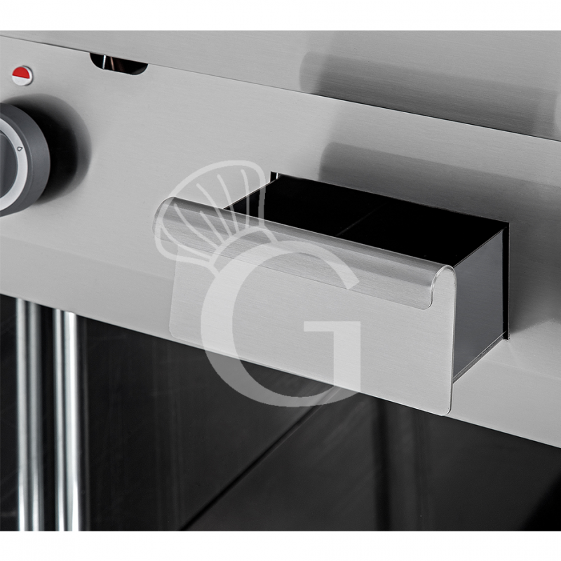 Fry top eléctrico sobre mueble abierto, placa lisa cromada 4500 W Trifásico P 700 mm