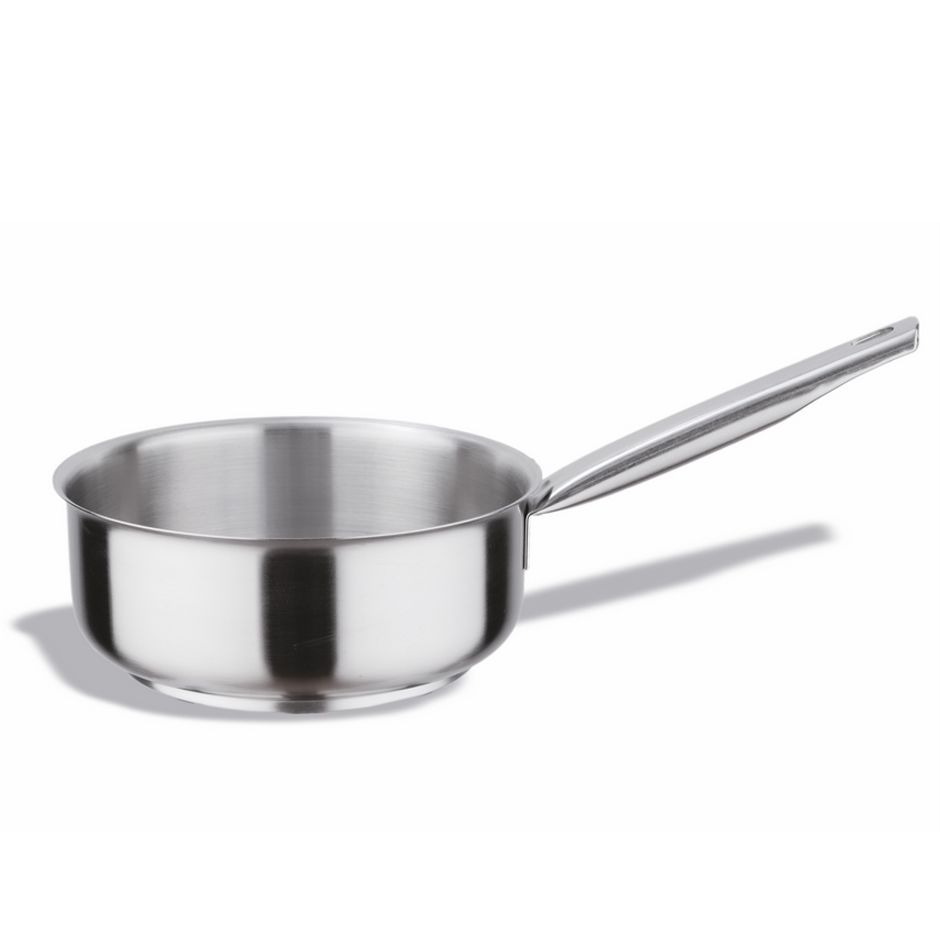 Sartén baja de acero inoxidable 1 asa diámetro 160 mm x A 75 mm 1.5 LT