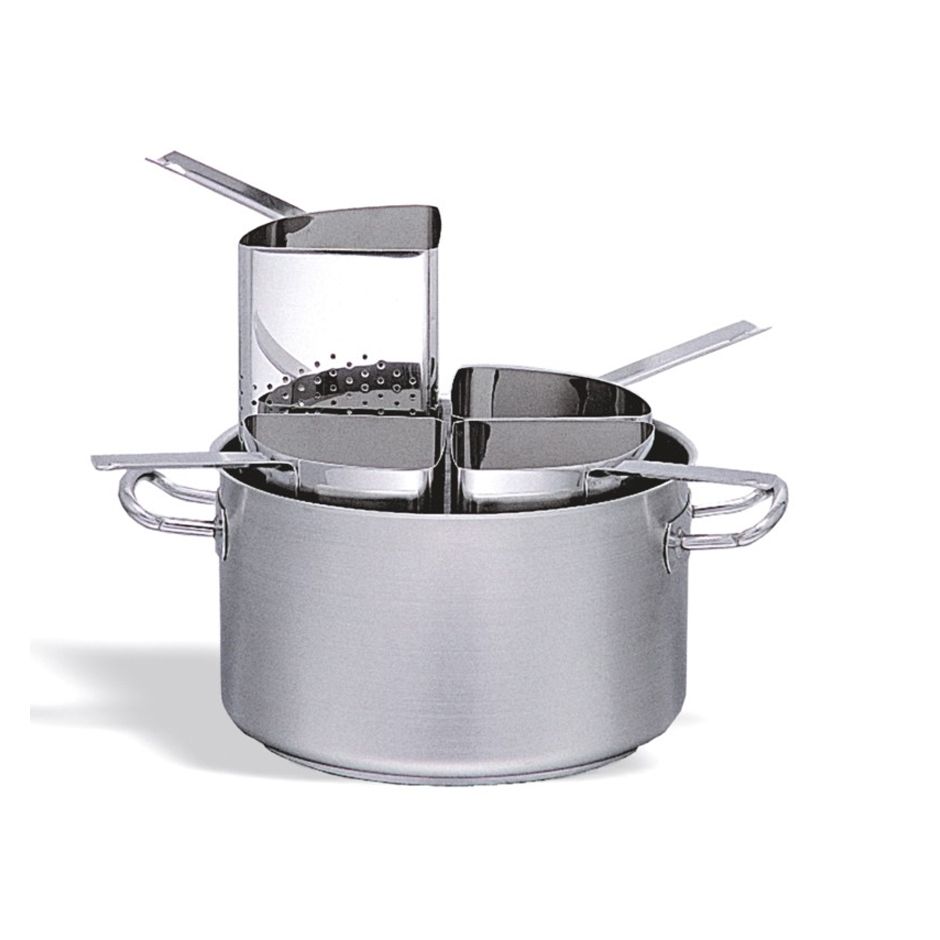Olla con 4 coladores de pasta de acero inoxidable diámetro 400 mm x A 250 mm 31,4 LT
