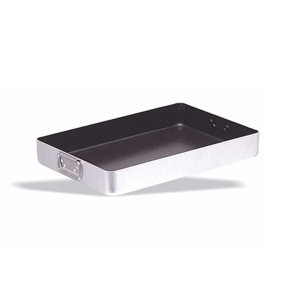 Bandeja para horno de aluminio antiadherente 2 asas L 400 mm x P 300 mm x A 65 mm