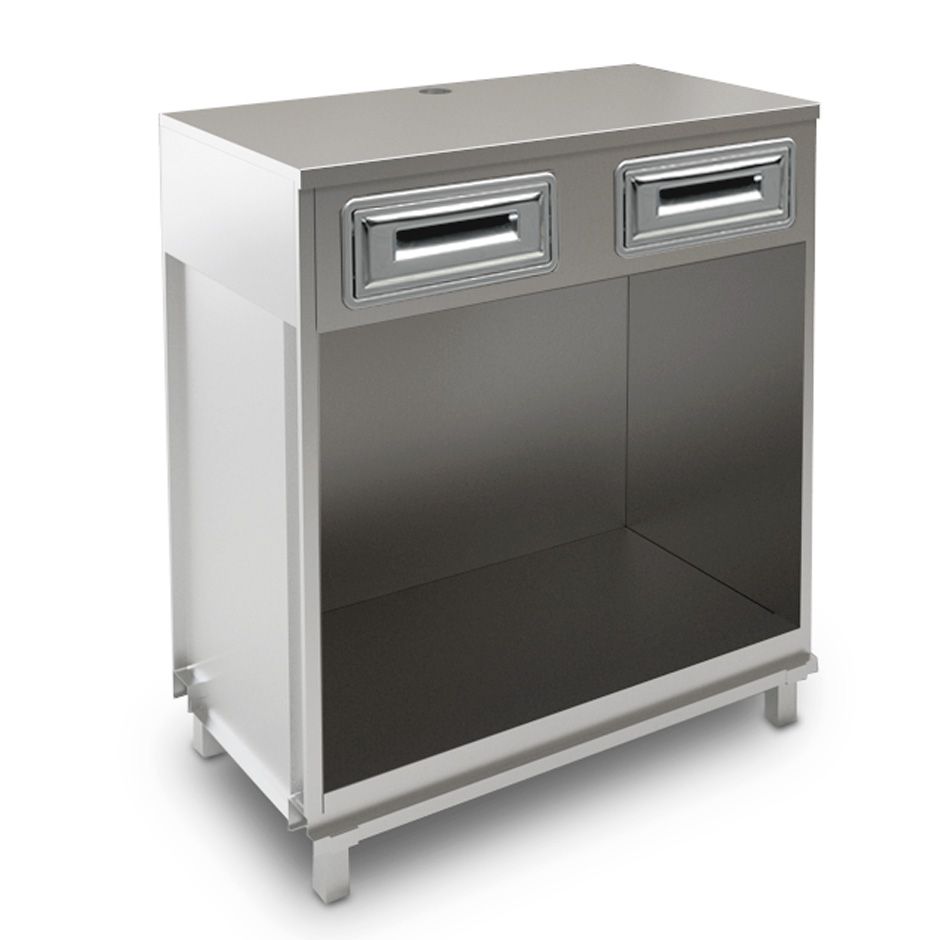 Mueble cafetero con sobre en acero inoxidable - L 1000 mm x P 560 mm x H 1155 mm