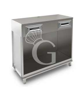 Mueble cafetero con cajones y sobre en acero inoxidable - L 1250 mm x P 560 mm x H 1155 mm