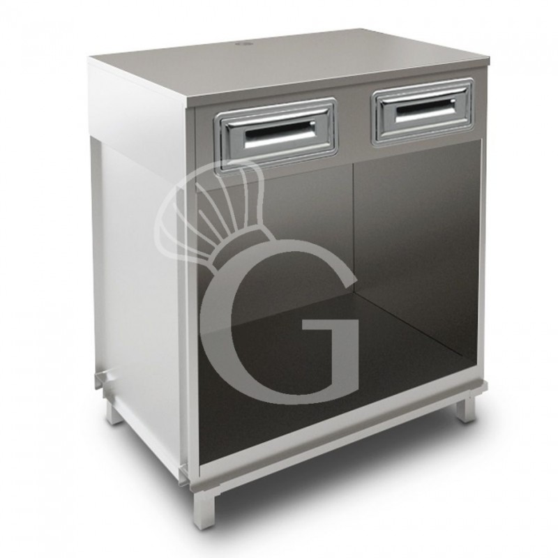 Mueble cafetero con cajones y sobre en acero inoxidable - L 1000 mm x P 680 mm x H 1155 mm Mueble cafetero con cajones y sobre en acero inoxidable - L 1000 mm x P 680 mm x H 1155 mm
