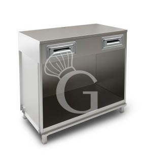 Mueble cafetero con cajones y sobre en acero inoxidable - L 1250 mm x P 670 mm x H 1155 mm