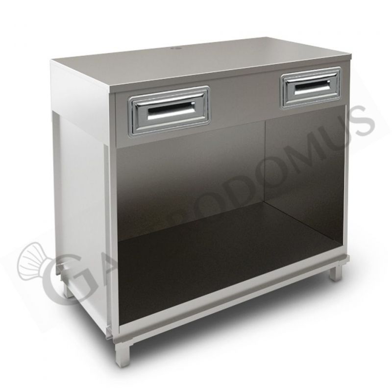Mueble cafetero con cajones y sobre en acero inoxidable - L 1250 mm x P 670 mm x H 1155 mm Mueble cafetero con cajones y sobre en acero inoxidable - L 1250 mm x P 670 mm x H 1155 mm