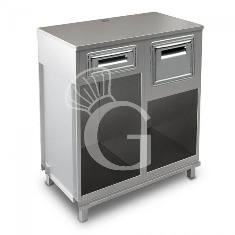 Mueble cafetero con cajón, tolva y sobre en acero inoxidable - L 1000 mm x P 560 mm x H 1155 mm Mueble cafetero con cajón, tolva y sobre en acero inoxidable - L 1000 mm x P 560 mm x H 1155 mm