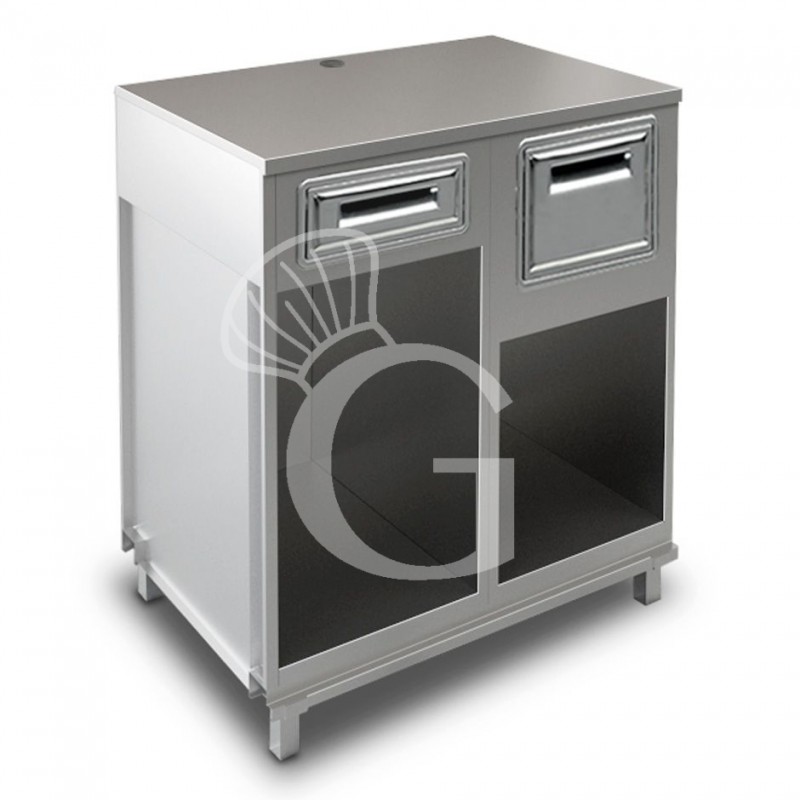 Mueble cafetero con cajón, tolva y sobre en acero inoxidable - L 1000 mm x P 670 mm x H 1155 mm Mueble cafetero con cajón, tolva y sobre en acero inoxidable - L 1000 mm x P 670 mm x H 1155 mm