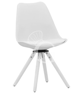 Silla Jasmine con estructura de haya, asiento giratorio, carcasa de polipropileno, cojín de cuero sintético