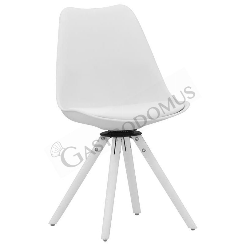 Silla Jasmine con estructura de haya, asiento giratorio, carcasa de polipropileno, cojín de cuero sintético